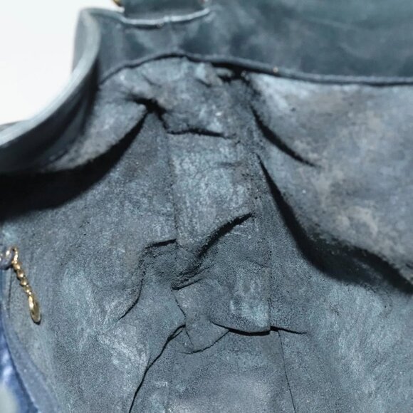 GUCCI Bamboo Shoulder Bag Leather 2way Black Gold - Picture 12 of 15